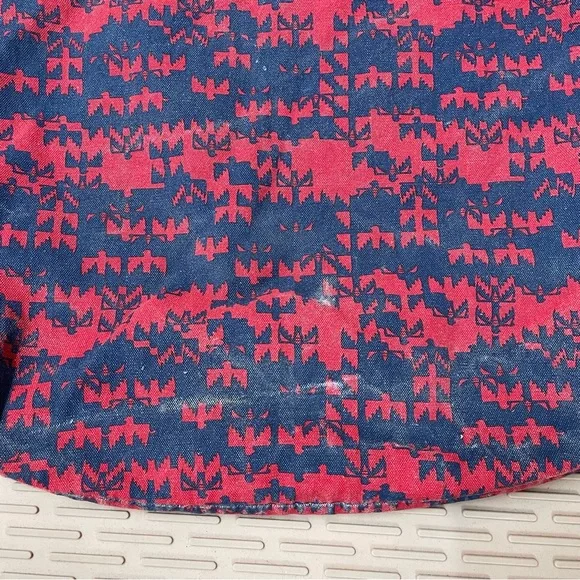 Volcom Canvas Hobo Bag Womens Large Red Navy Bird Print Rope Handle Condition - Picture 6 of 7